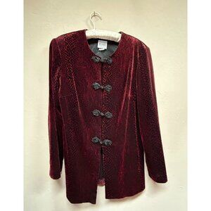 R&M Richards By Karen Kwong Women's Red Snakeskin Asian Style Jacket Size 10